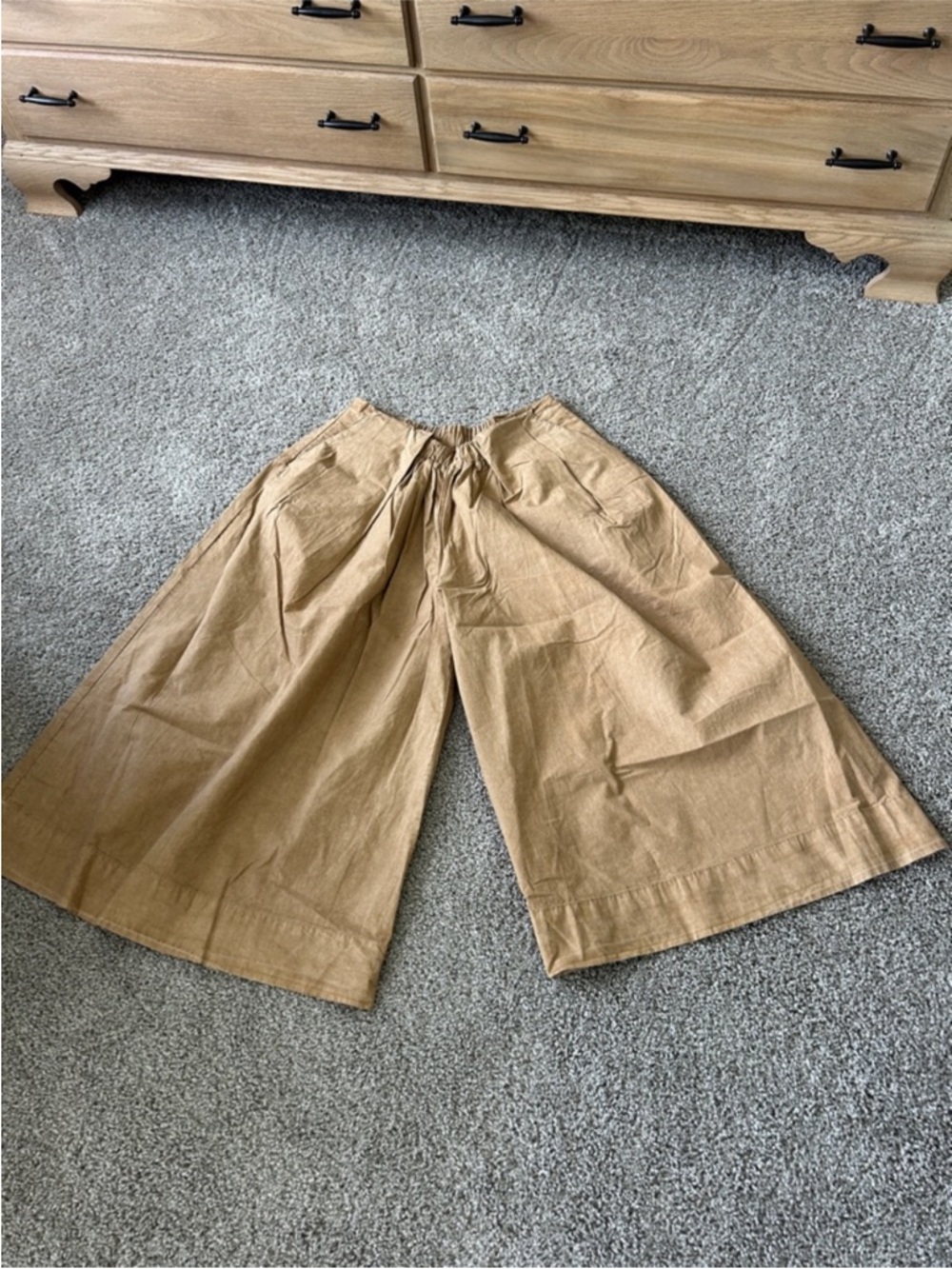 Free People Wide-Leg Cropped Pants in Light Brown